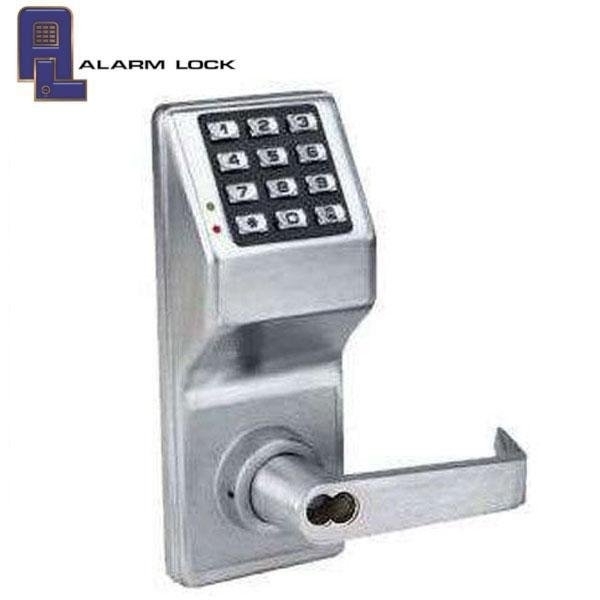 Alarm Lock Pushbutton Cylindrical Door Lock, 100 Users, Straight Lever, Schlage LFIC Prep, Less Core, Satin Chr ALL-DL2700IC-S-26D